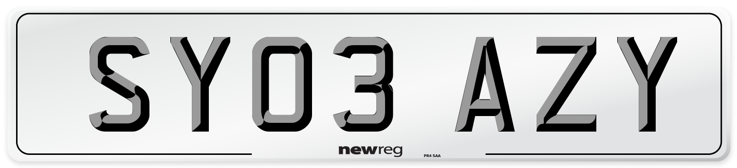 SY03 AZY Number Plate from New Reg